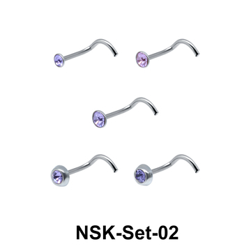 5 Silver Nose Stud Sets NSK-SET-02